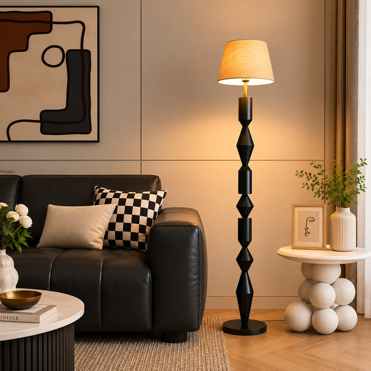 Stacked Geometric Floor Lamp