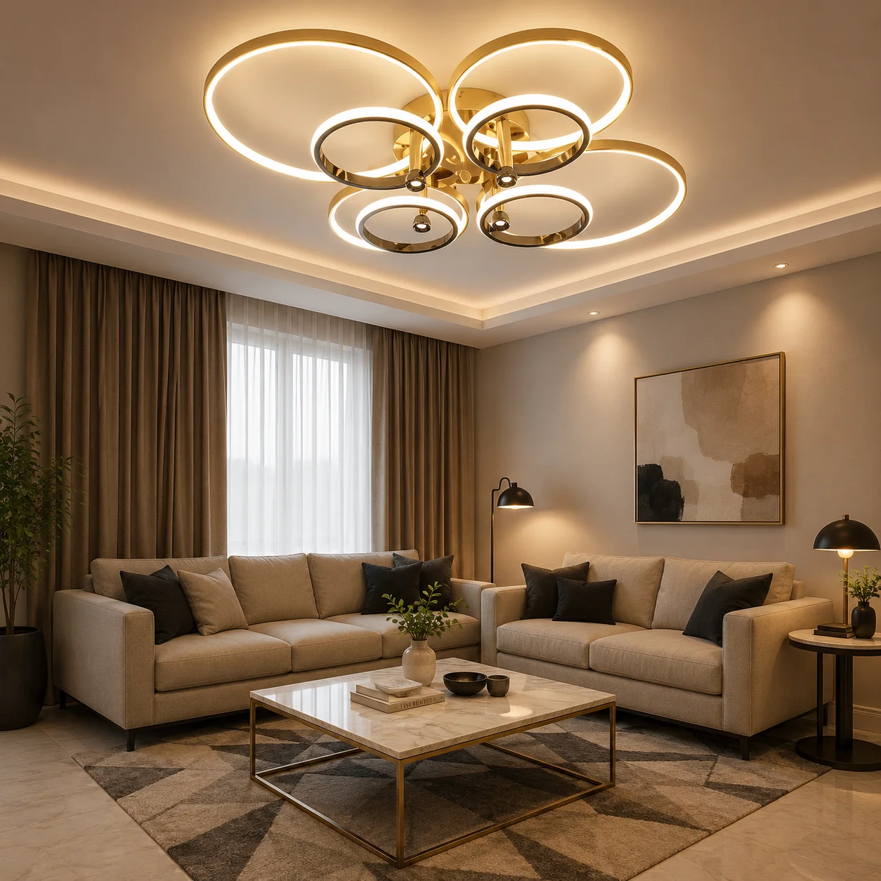 Multi Ring Geometric Ceiling Light