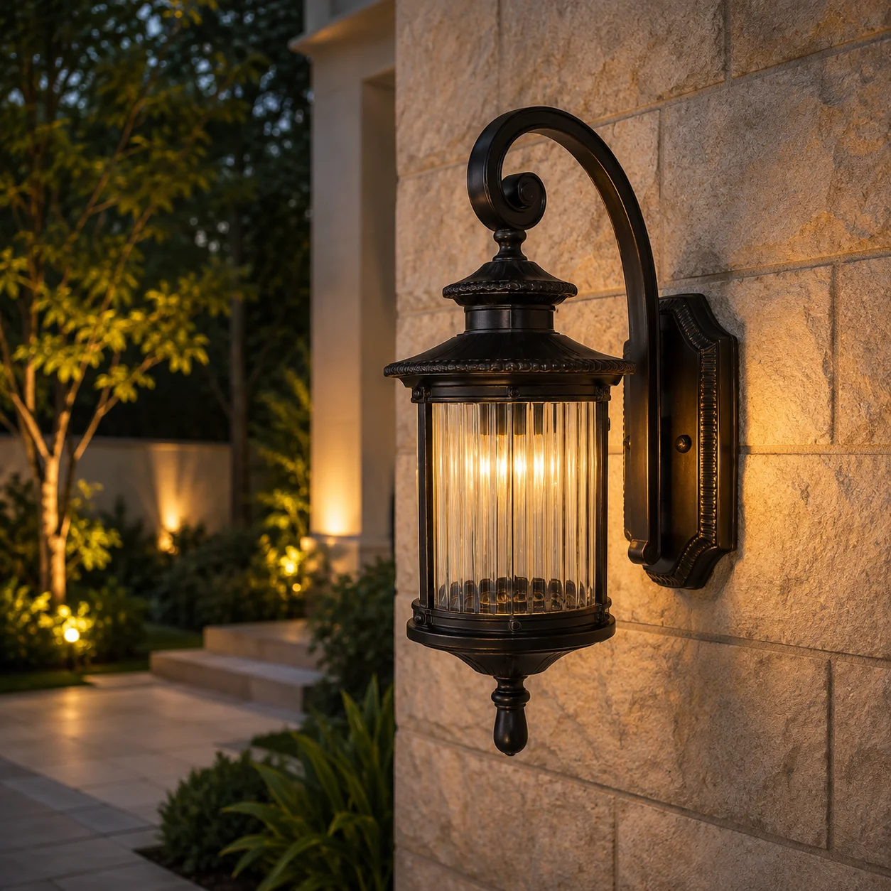 Traditional Scroll Arm Outdoor Wall Lantern